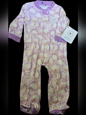 Burt's Bees Baby Lavender Goose Print ZIP FOOTIE